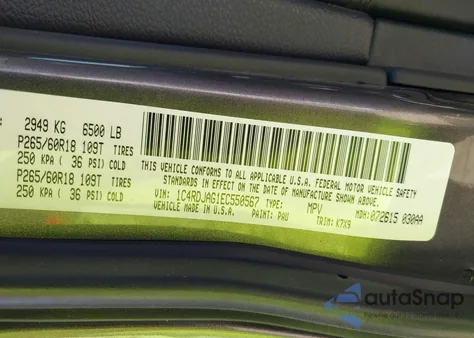 2014 Dodge Durango Sxt из США, поврежденный, VIN 1C4RDJAG1EC550567